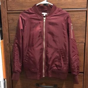 Burgundy bomber jacket